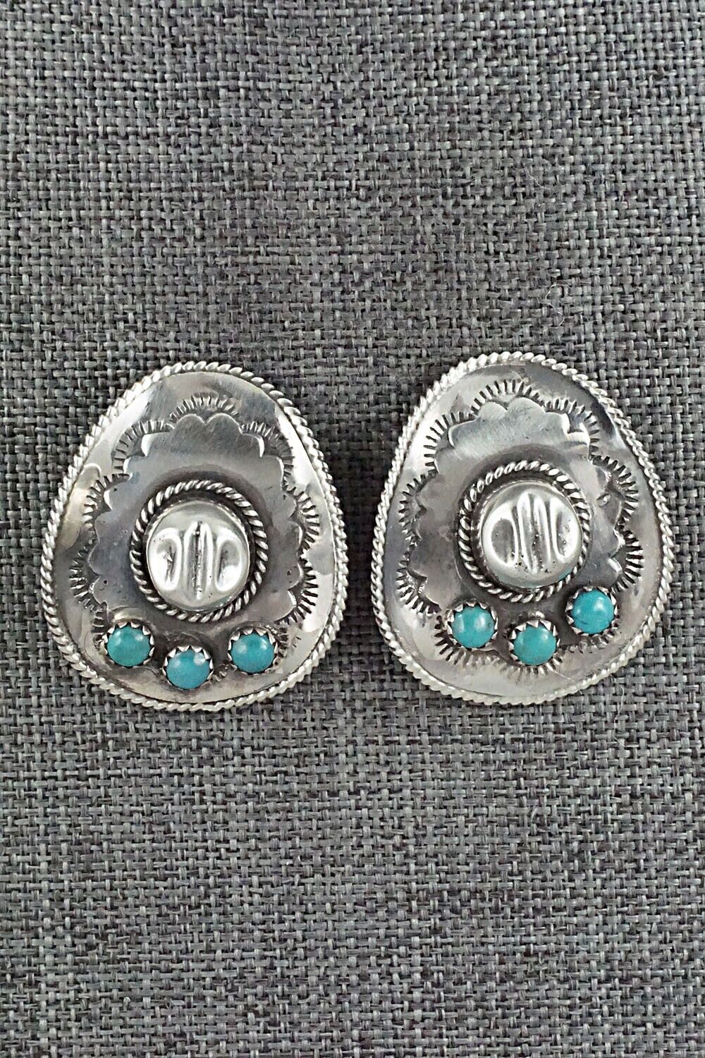 Turquoise & Sterling Silver Earrings - Bobby Platero