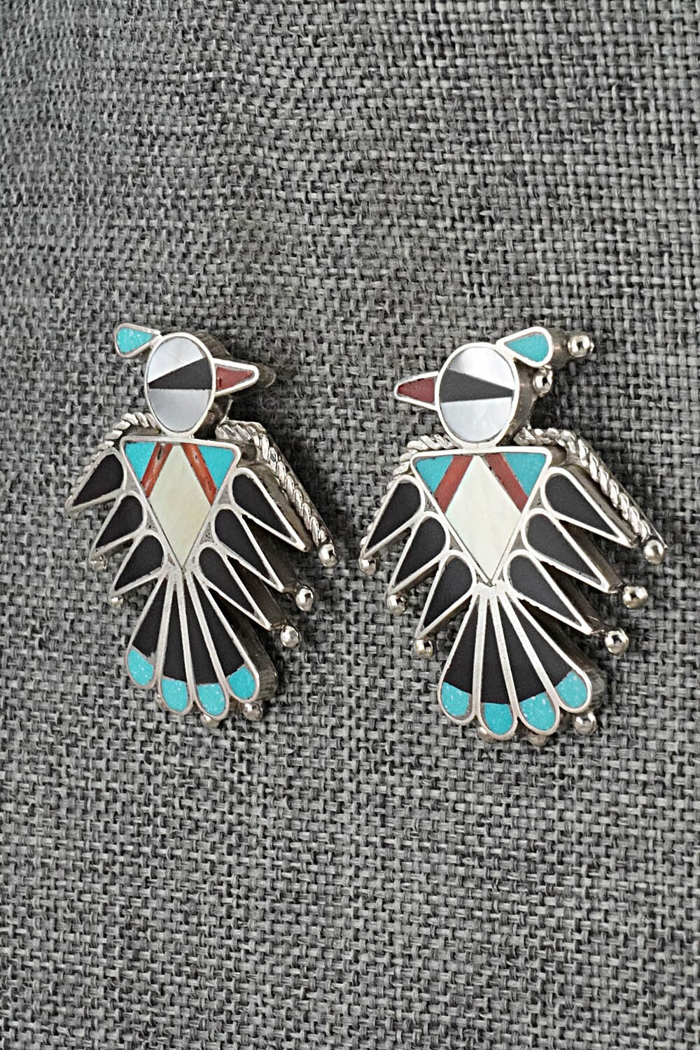 Multi-Stone Inlay & Sterling Silver Earrings - Adrian Wallace