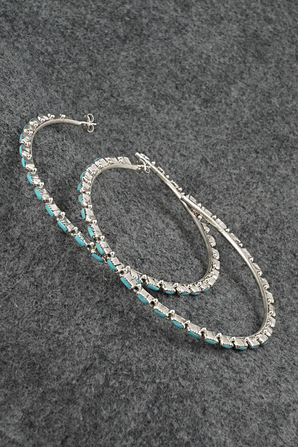 Turquoise & Sterling Silver Hoop Earrings - Aurelia Hughte