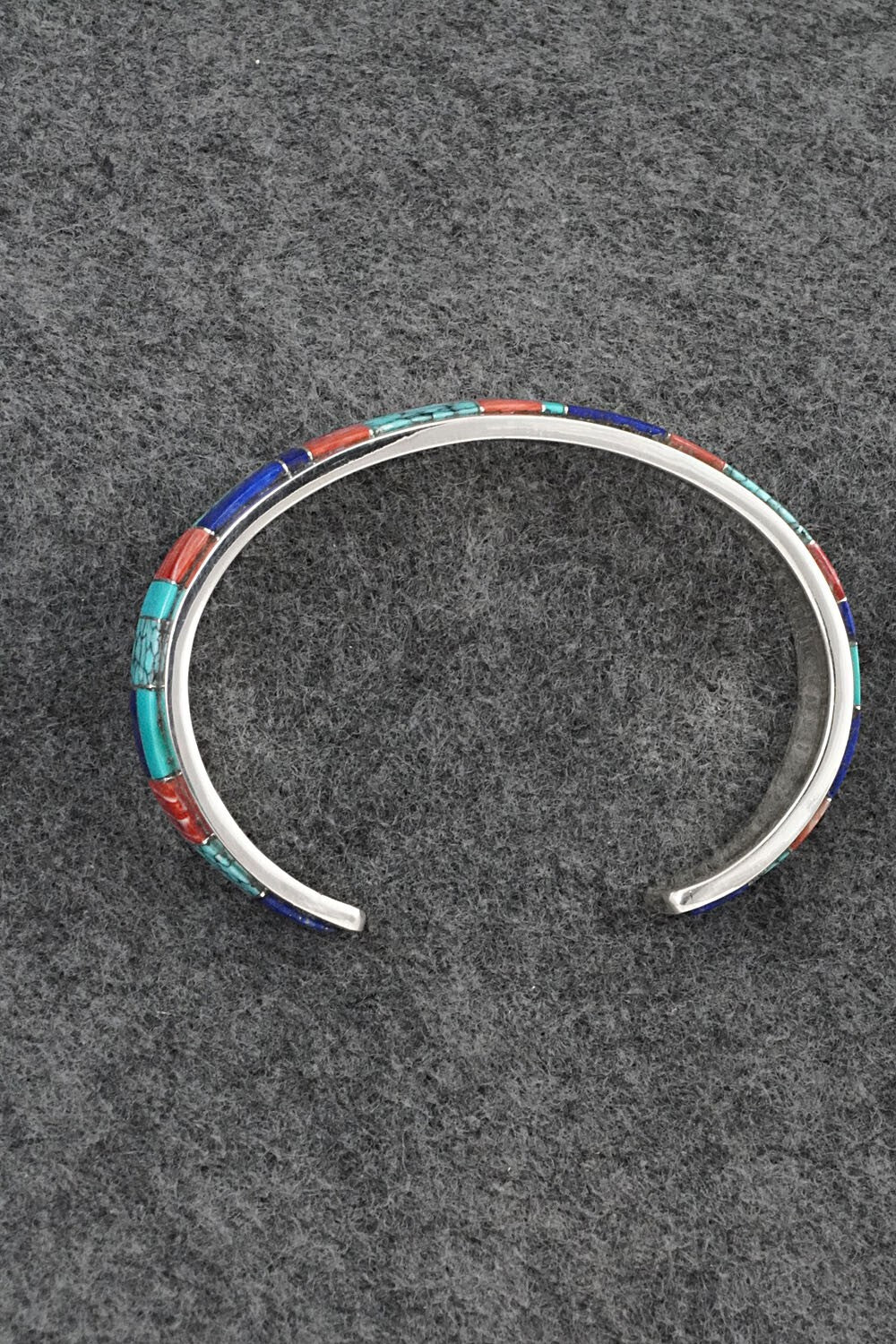 Multi-Stone Inlay & Sterling Silver Bracelet - Edison Yazzie