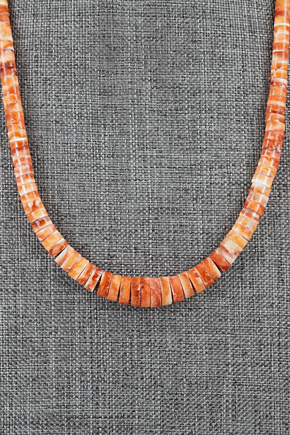 Spiny Oyster & Sterling Silver Necklace 18" - Doreen Jake