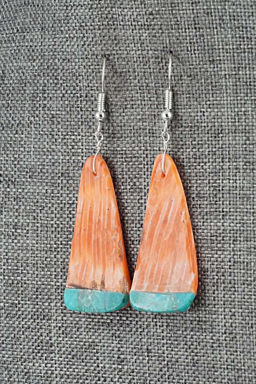 Spiny Oyster, Turquoise & Sterling Silver Earrings - Louise Pete