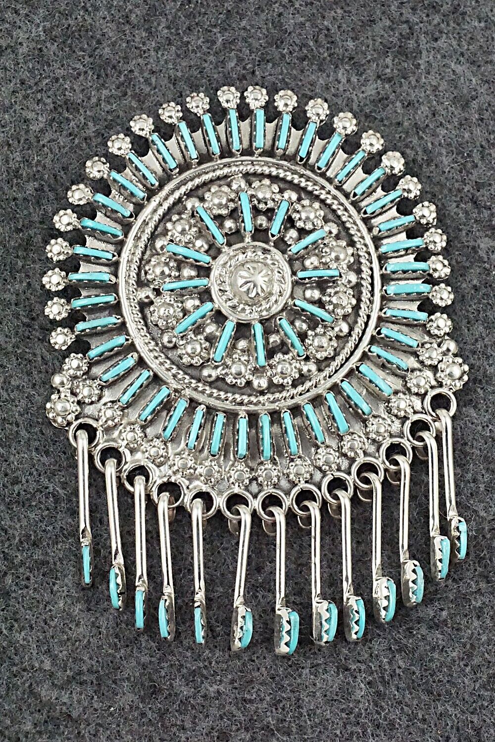 Turquoise & Sterling Silver Pendant/Pin - Kevin Leekity