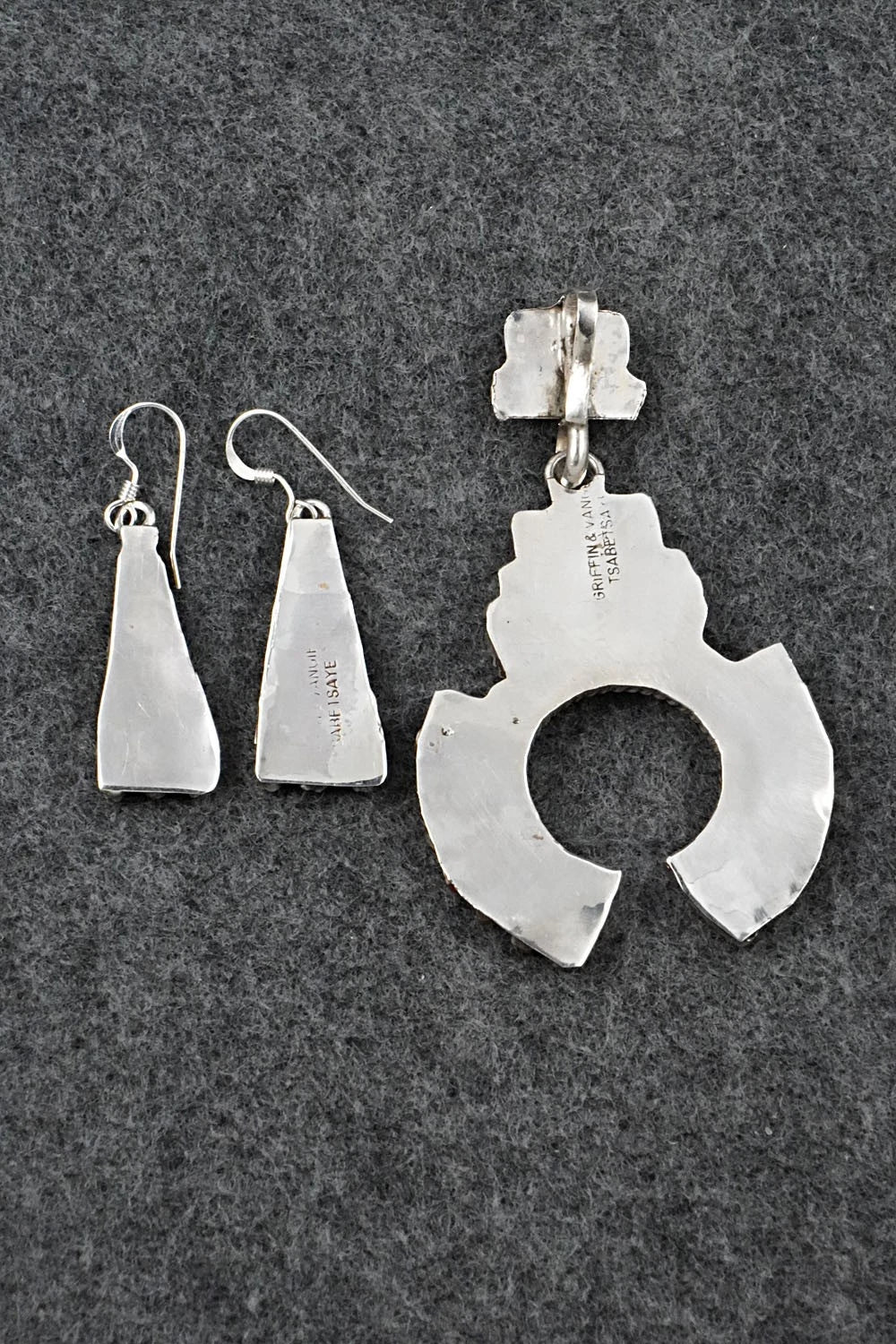 Coral & Sterling Silver Pendant and Earrings Set - Evangeline Tsabetsaye