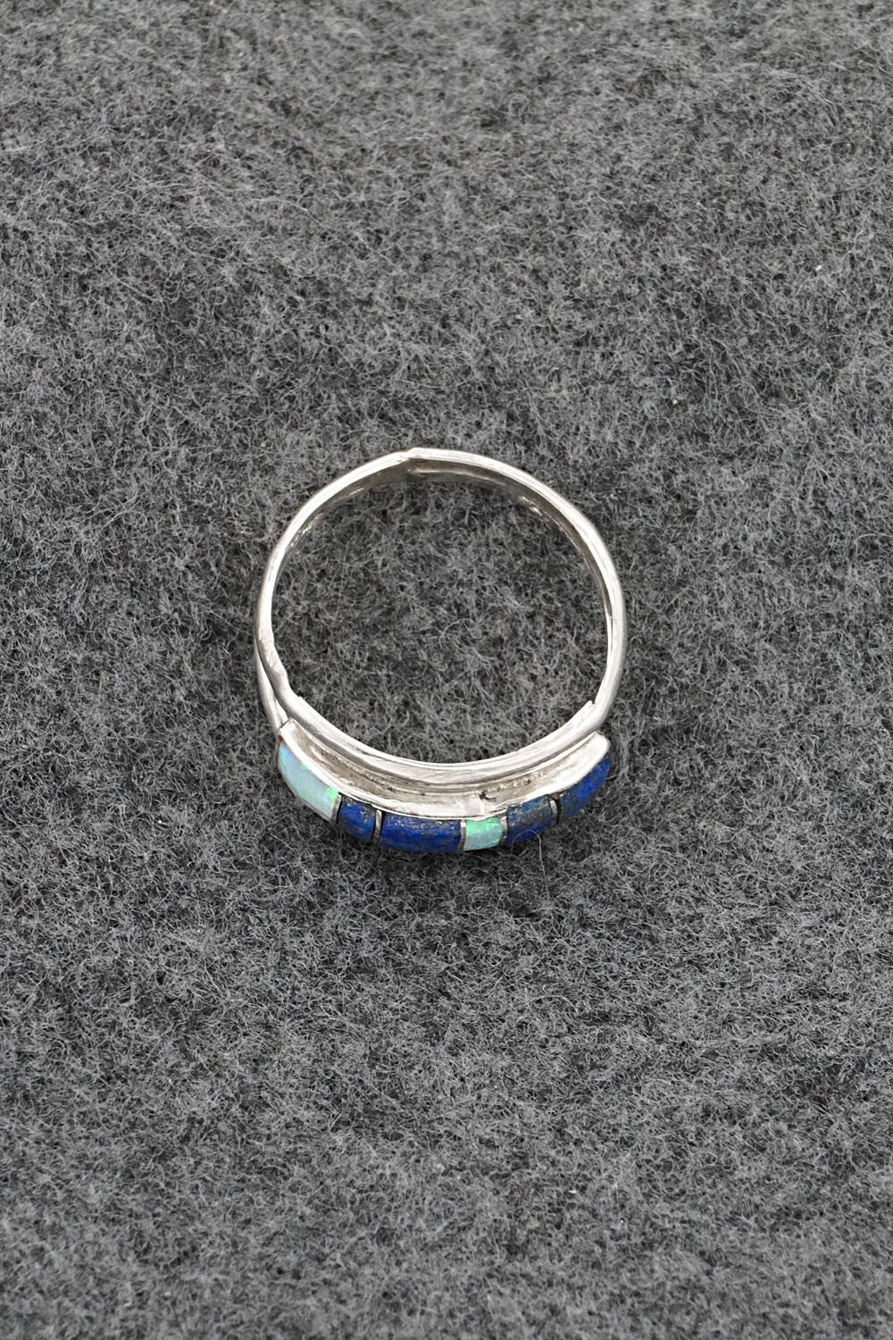 Opalite,Lapis & Sterling Silver Inlay Ring - Ola Eriacho - Size 8
