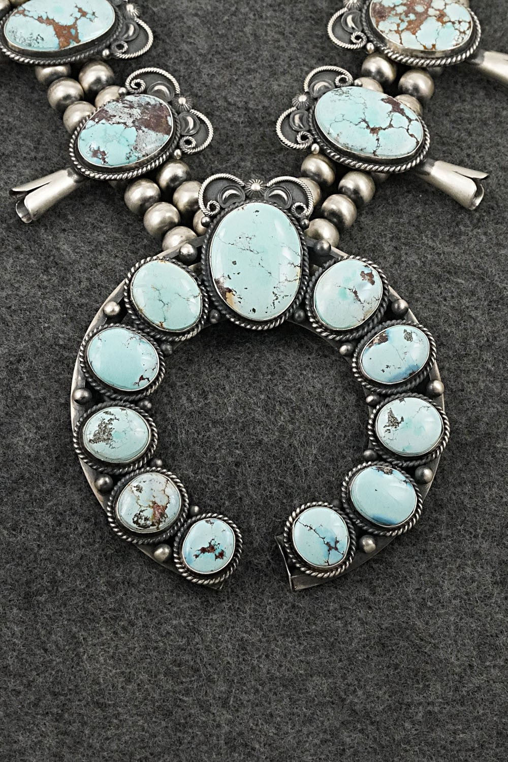 Turquoise & Sterling Silver Squash Blossom Set - Derrick Gordon