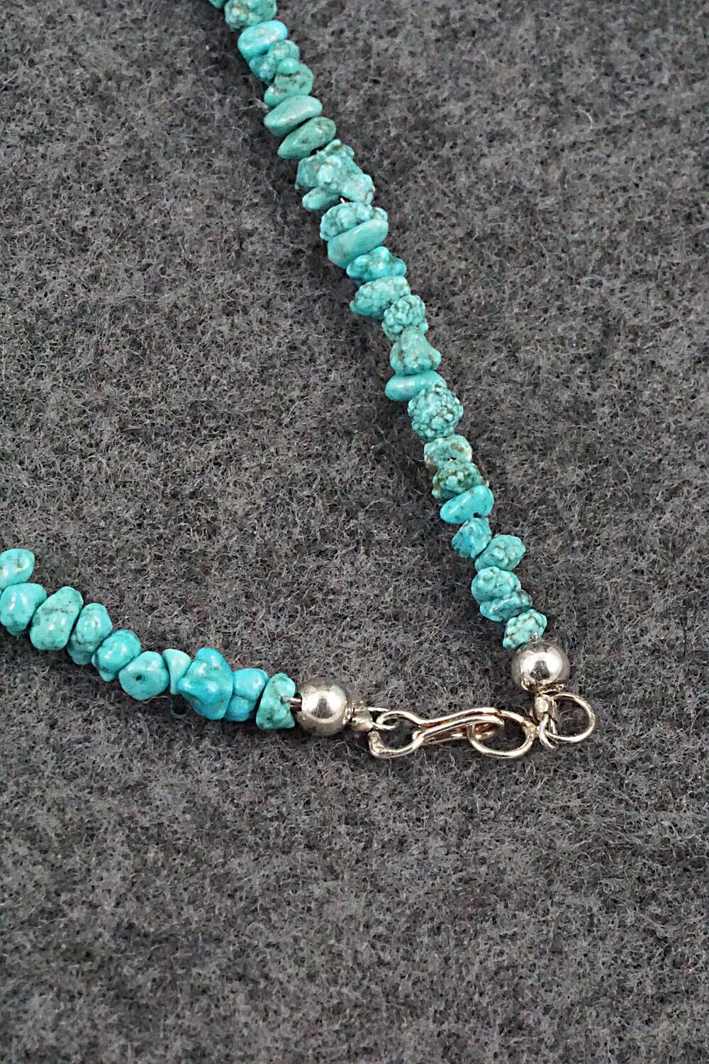 Turquoise & Sterling Silver Necklace 48" - Doreen Jake
