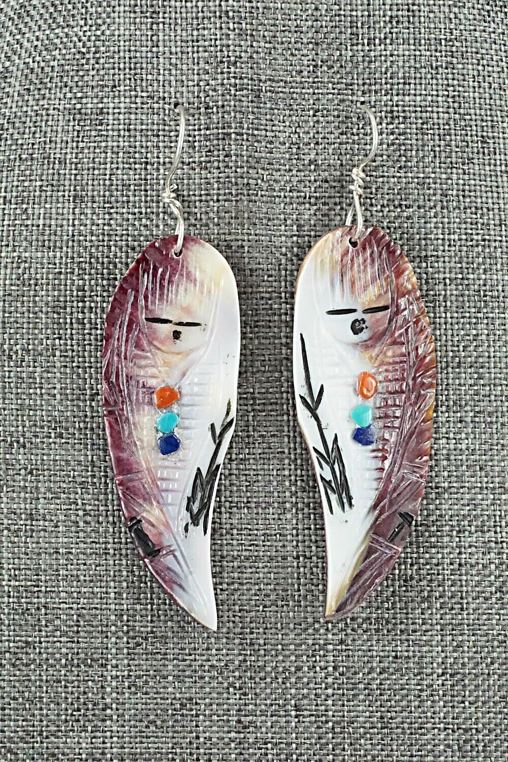 Spiny Oyster & Sterling Silver Earrings - Gloria Chattin