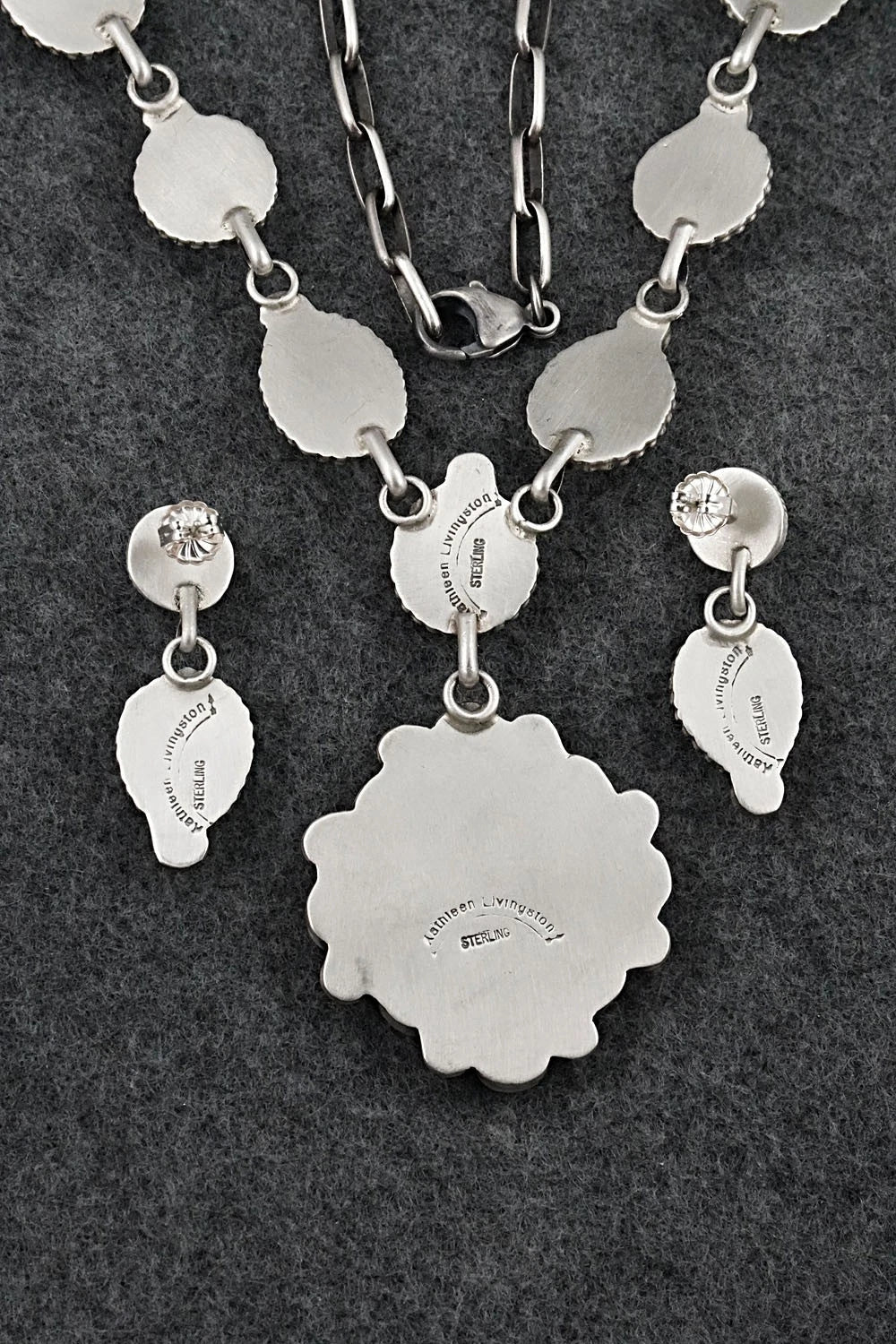 Turquoise & Sterling Silver Necklace and Earrings Set - Kathleen Livingston