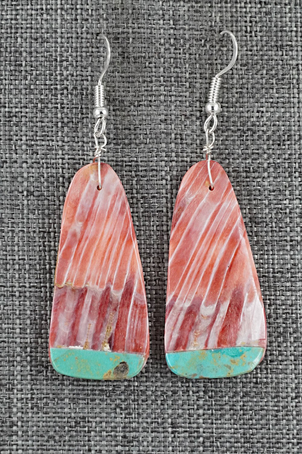 Spiny Oyster, Turquoise & Sterling Silver Earrings - Louise Pete