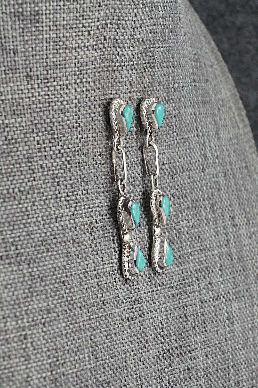 Turquoise & Sterling Silver Earrings - Carol Lateyice