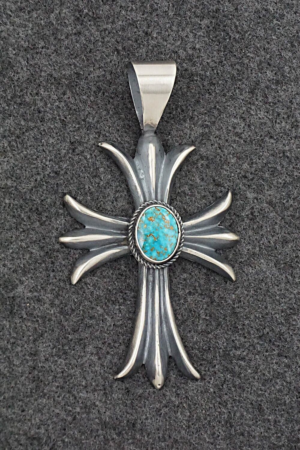 Turquoise & Sterling Silver Pendant - Harrison Bitsue