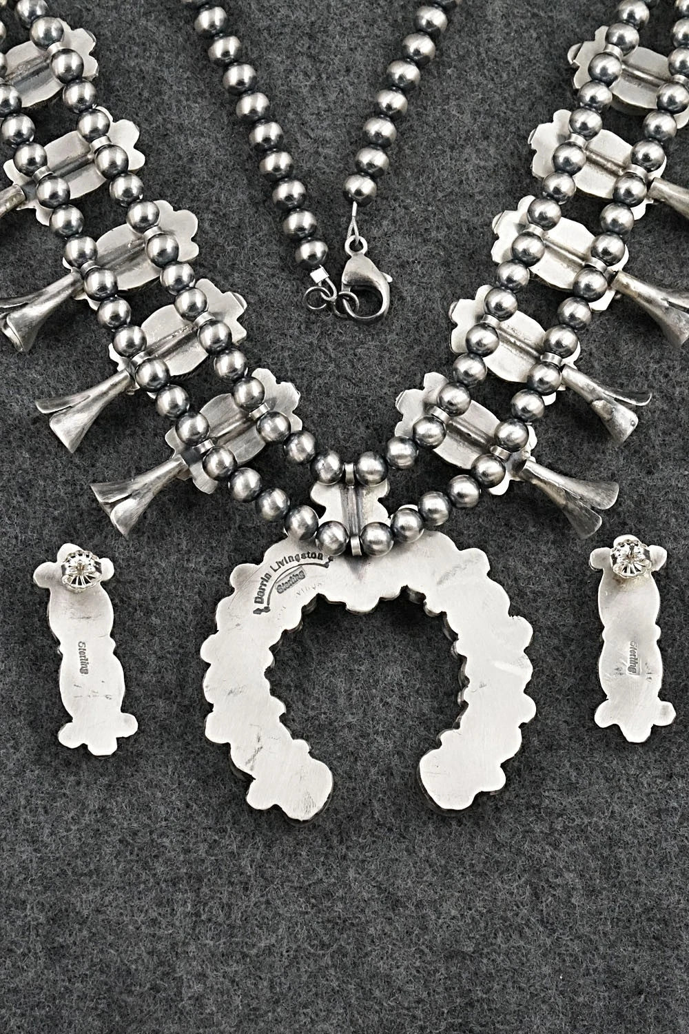 Turquoise & Sterling Silver Squash Blossom Set - Darrin Livingston