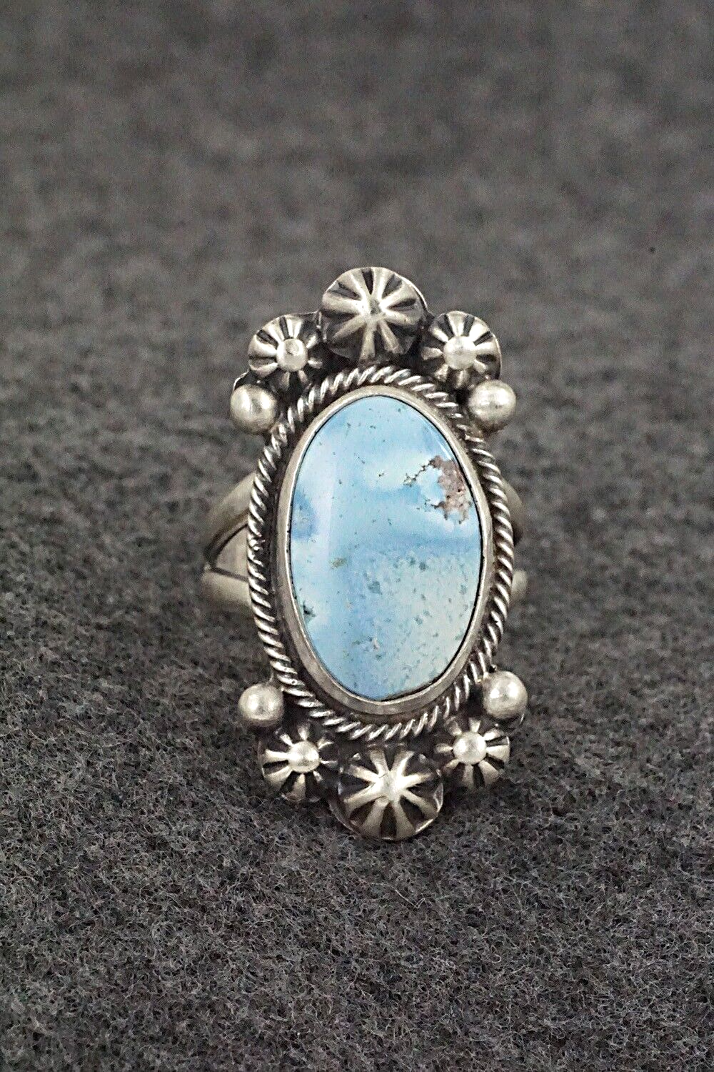 Turquoise & Sterling Silver Ring - Bobby Johnson - Size 7.5