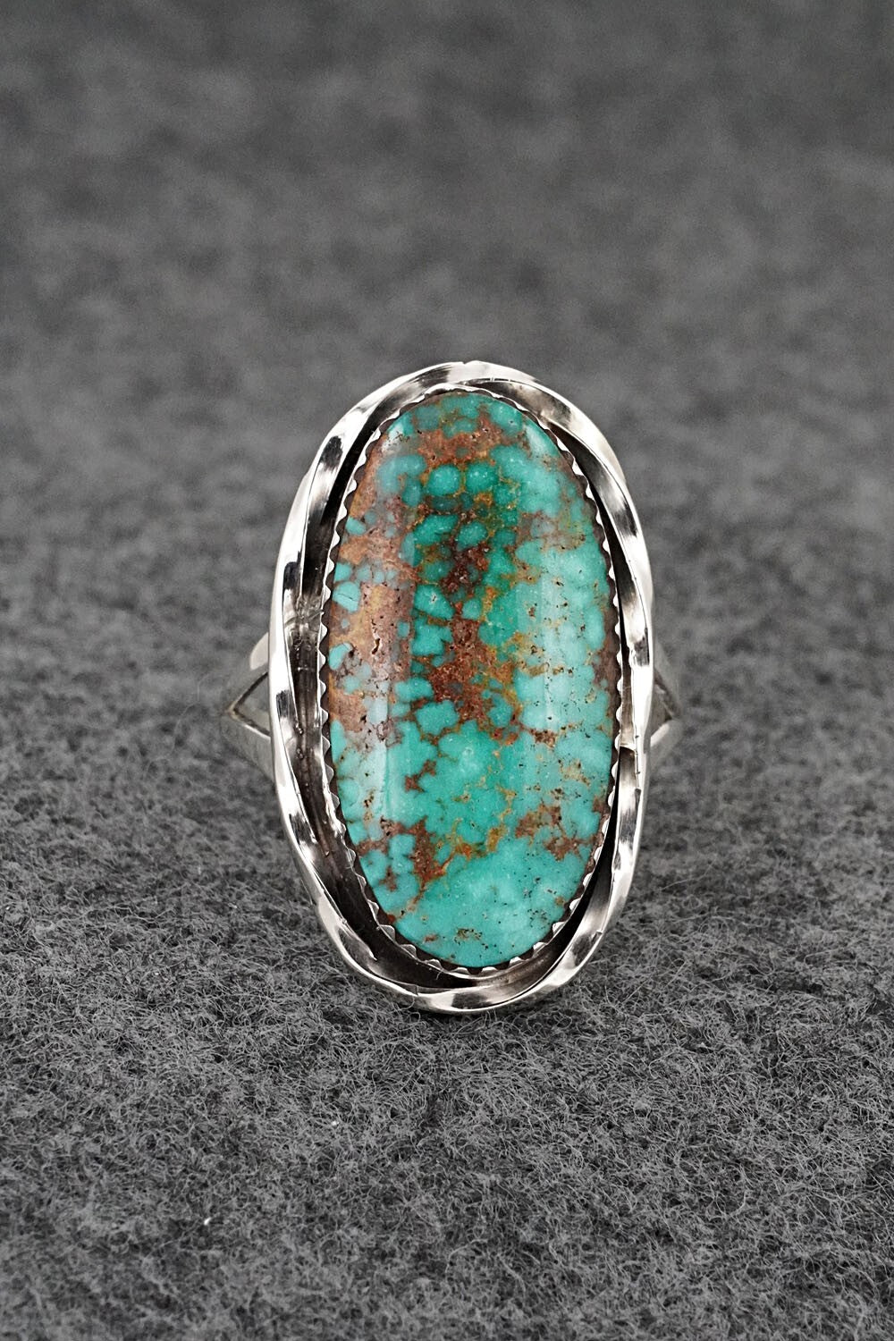 Turquoise & Sterling Silver Ring - Ernest Hawthorne - Size 8
