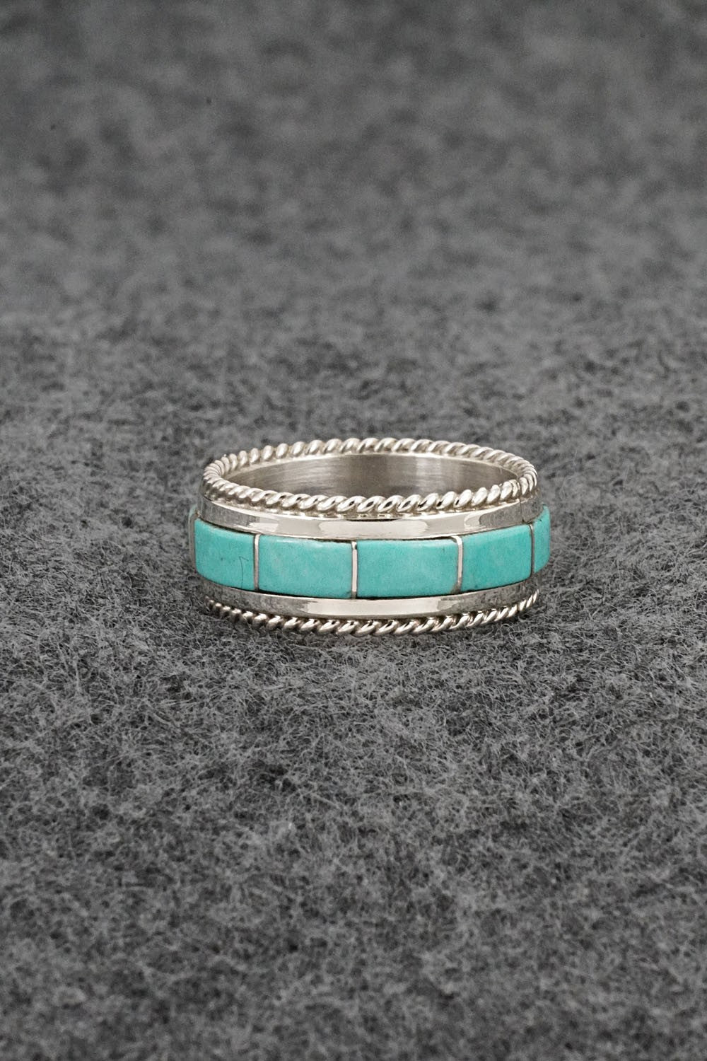 Turquoise & Sterling Silver Ring - Bruce Johnson - Size 6.5