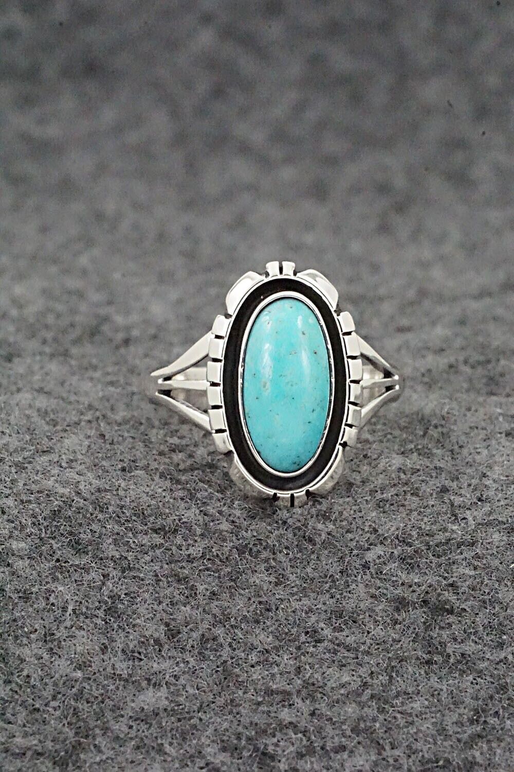 Turquoise & Sterling Silver Ring - Amos Begay - Size 8.25