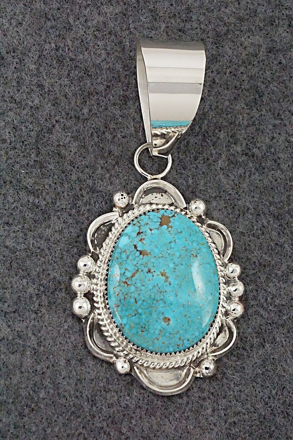 Turquoise and Sterling Silver Pendant - Leslie Nez