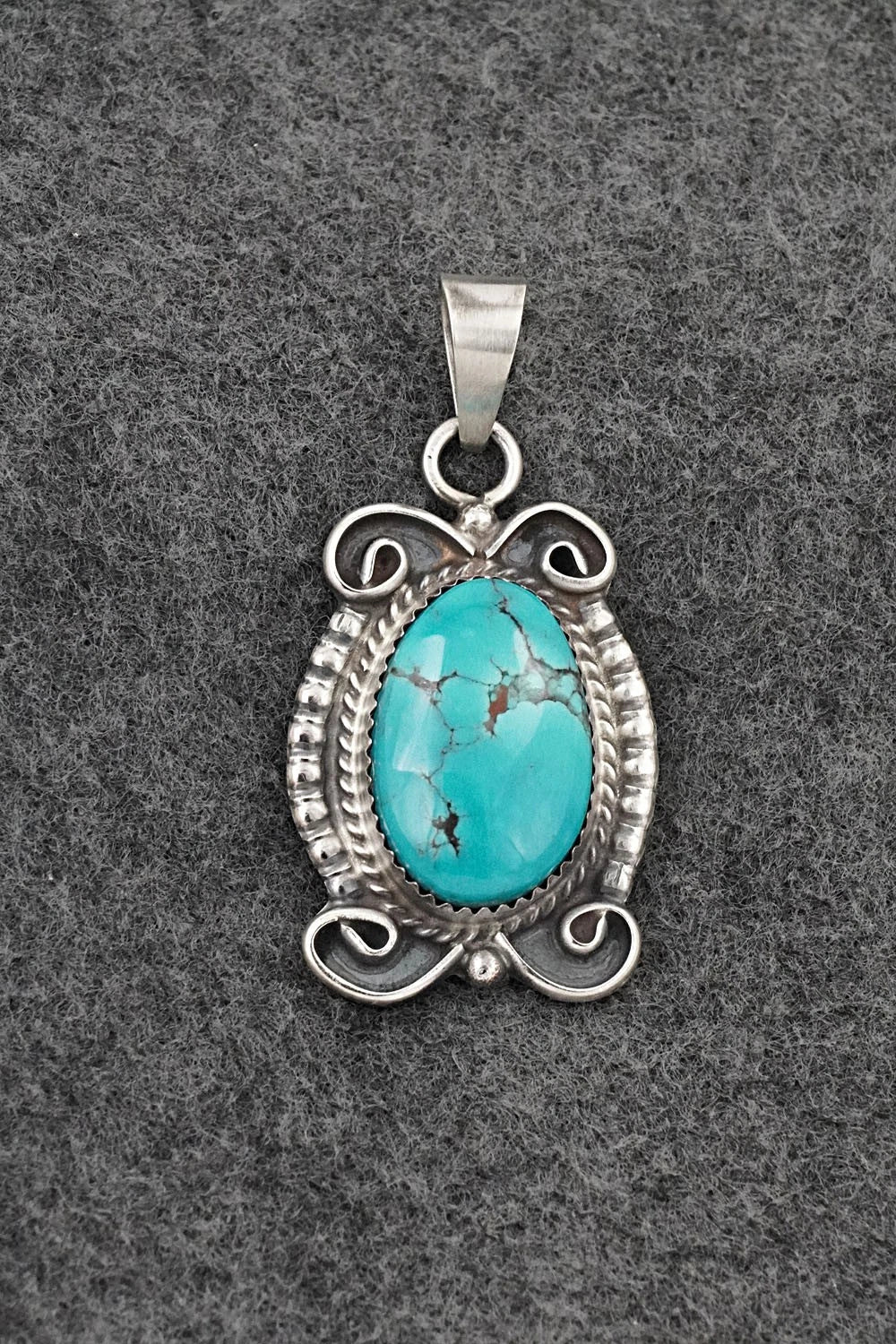 Turquoise and Sterling Silver Pendant - Leslie Nez