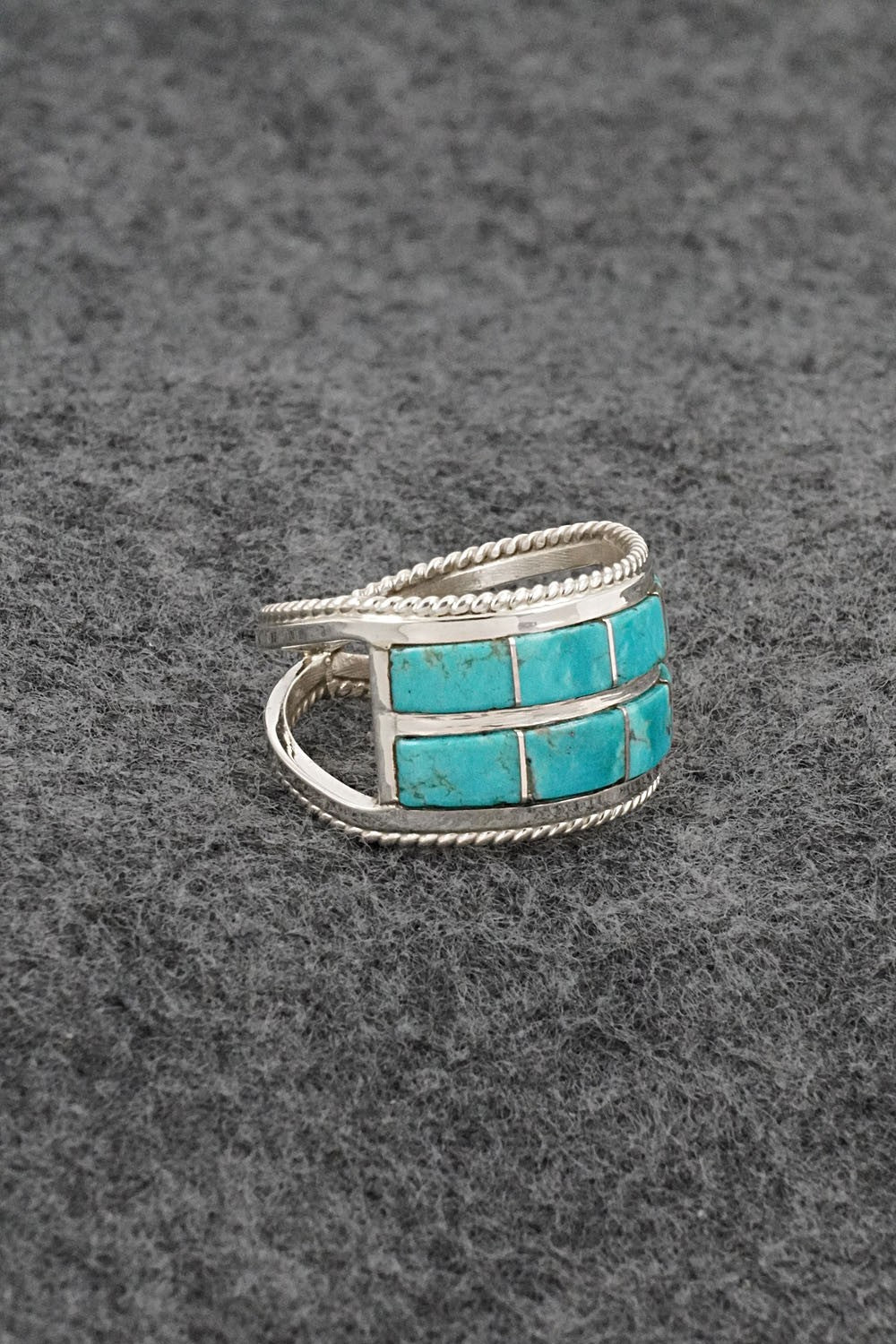 Turquoise & Sterling Silver Ring - Bruce Johnson - Size 8.5