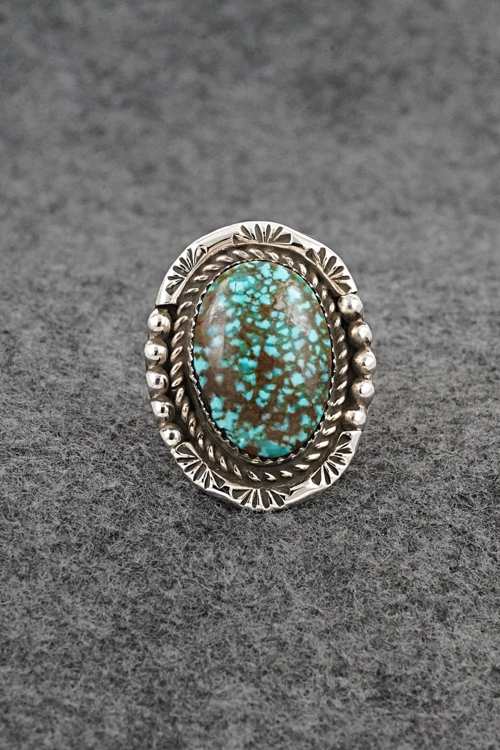 Turquoise & Sterling Silver Ring - Phil Nez - Size 7 Adj.