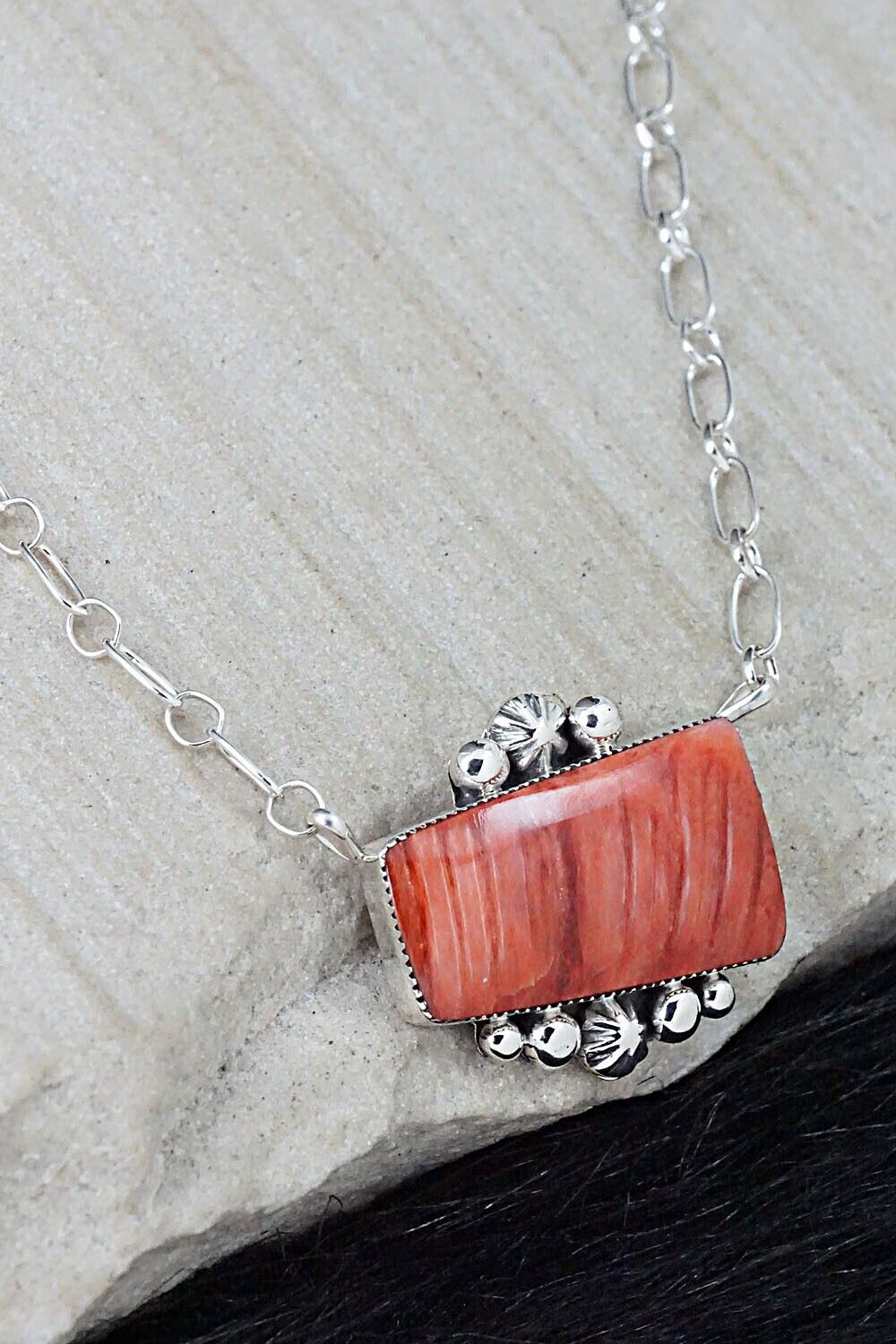 Spiny Oyster & Sterling Silver Necklace - Sheena Jack