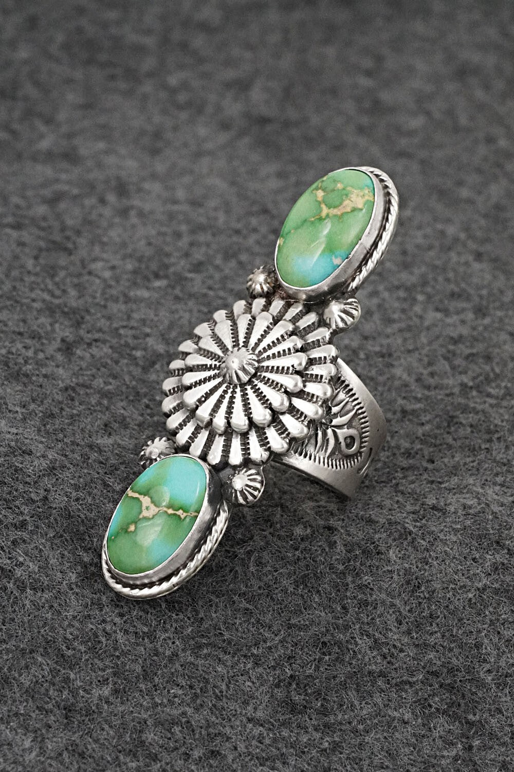 Turquoise & Sterling Silver Ring - Samuel Yellowhair - Size 7.5