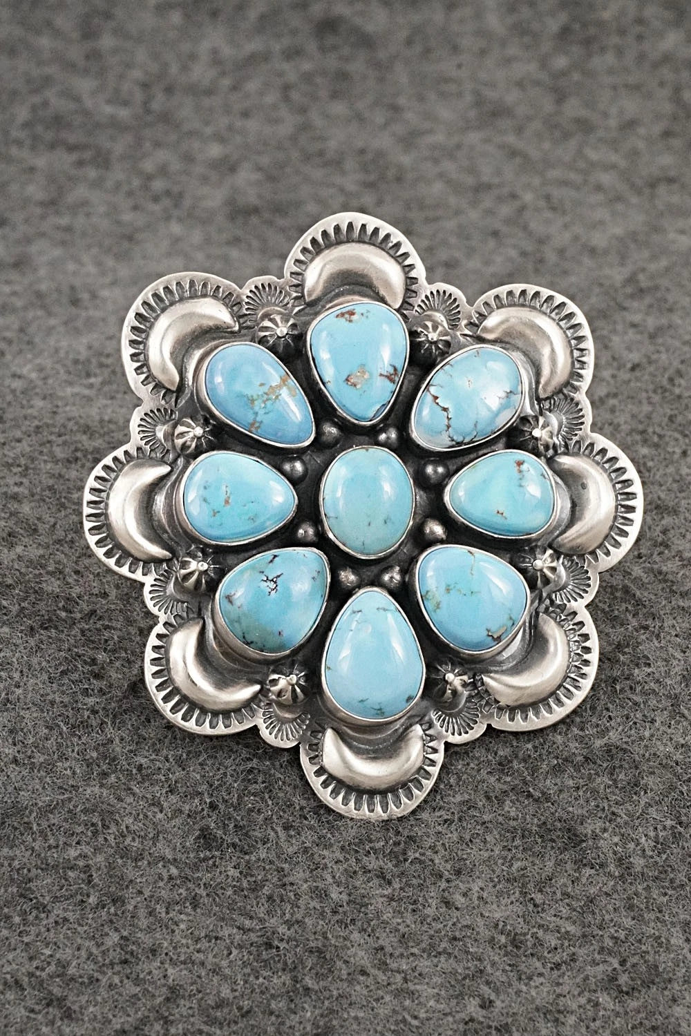 Turquoise & Sterling Silver Ring - Mark Yazzie - Size 8.5 Adj.