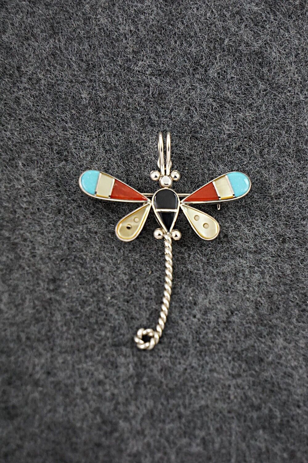 Multi Stone and Sterling Silver Pendant/Pin - Lyndon Ahiyite