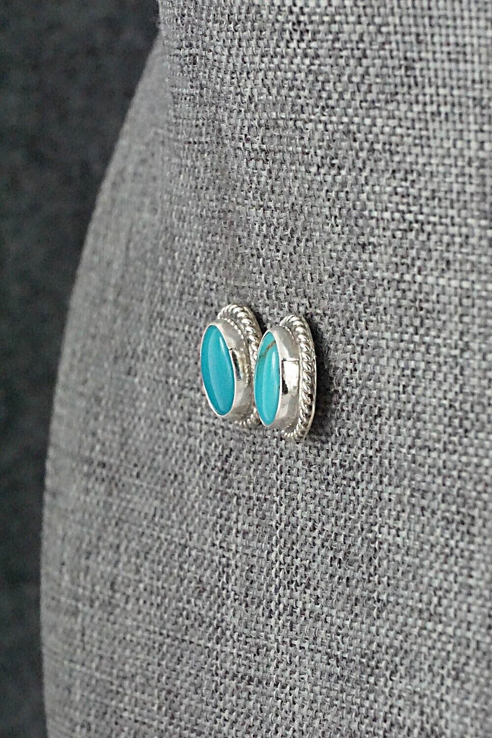 Turquoise & Sterling Silver Earrings - B. Begay