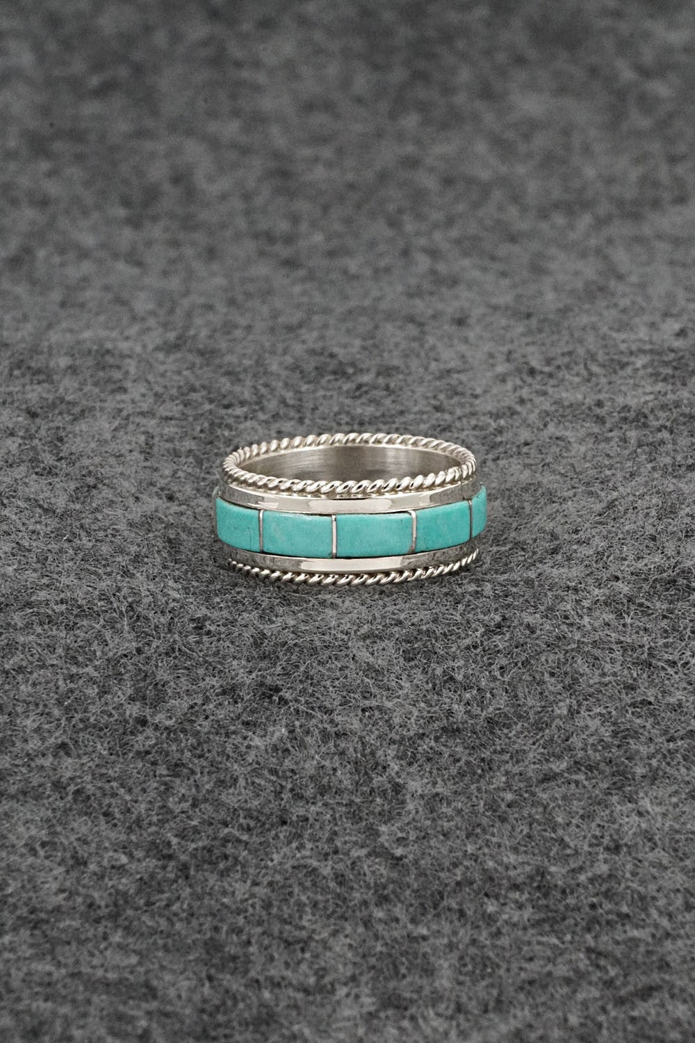 Turquoise & Sterling Silver Ring - Bruce Johnson - Size 6.5