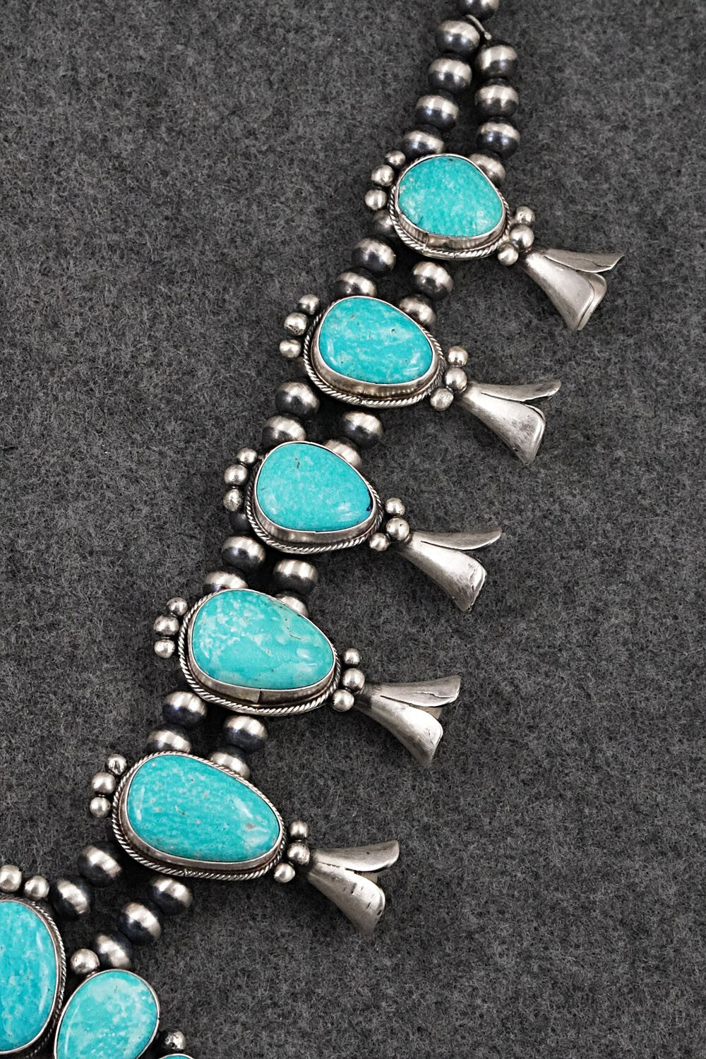 Turquoise & Sterling Silver Squash Blossom Set - Bobby Johnson