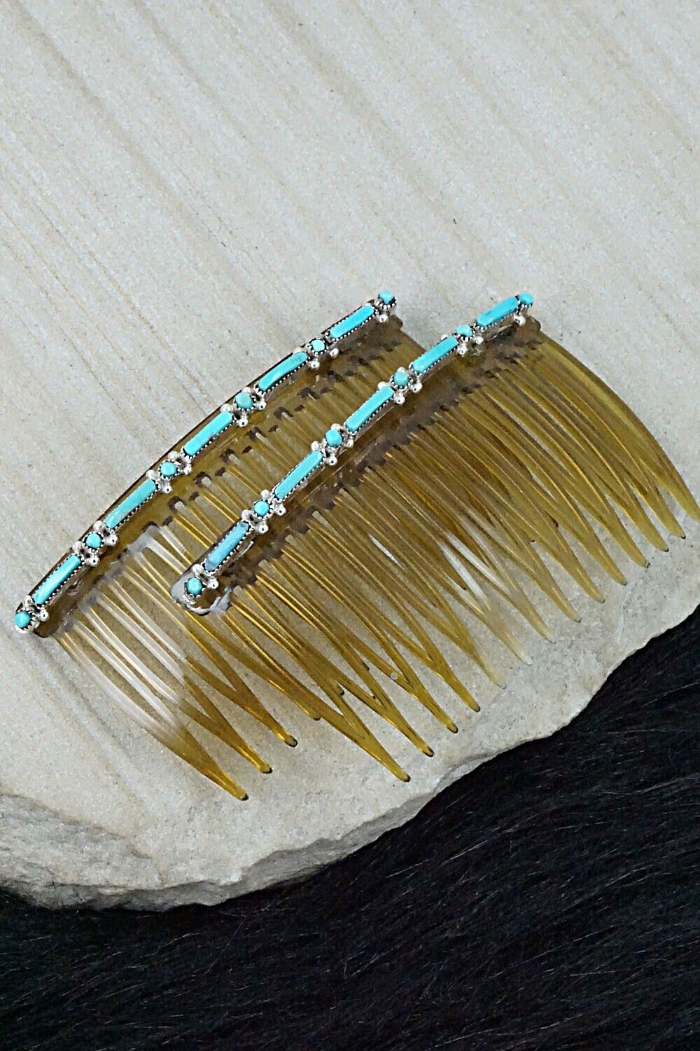 Turquoise & Sterling Silver Hair Combs - Jennifer Booqua