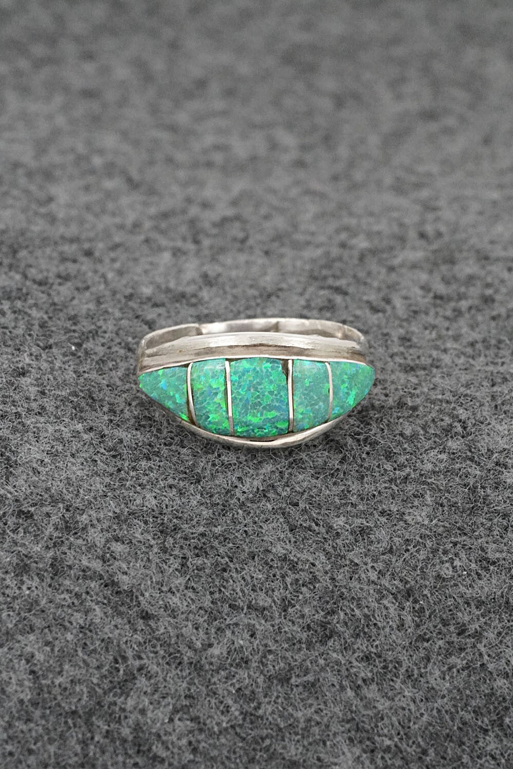 Opalite & Sterling Silver Inlay Ring - Ola Eriacho - Size 7
