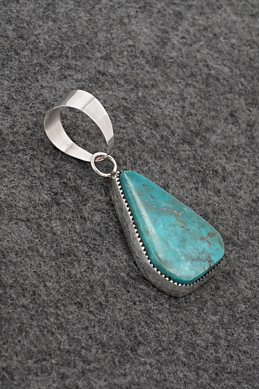 Turquoise and Sterling Silver Pendant - Leslie Nez