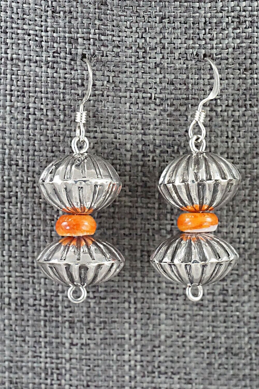 Spiny Oyster & Sterling Silver Navajo Pearl Earrings - Presley Haley