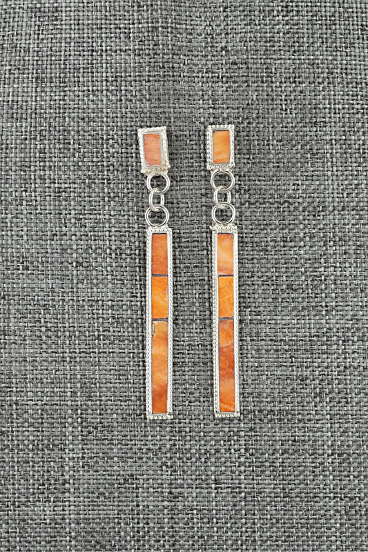 Spiny Oyster & Sterling Silver Earrings - Ricky Booqua