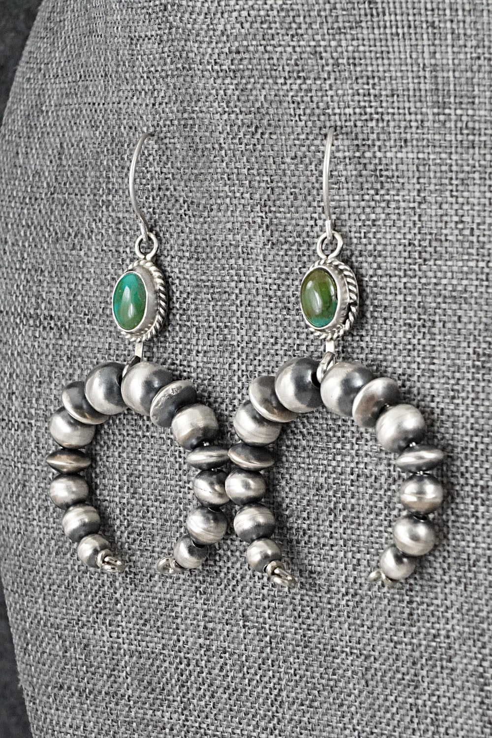 Turquoise & Sterling Silver Navajo Pearl Earrings - Rena Begay
