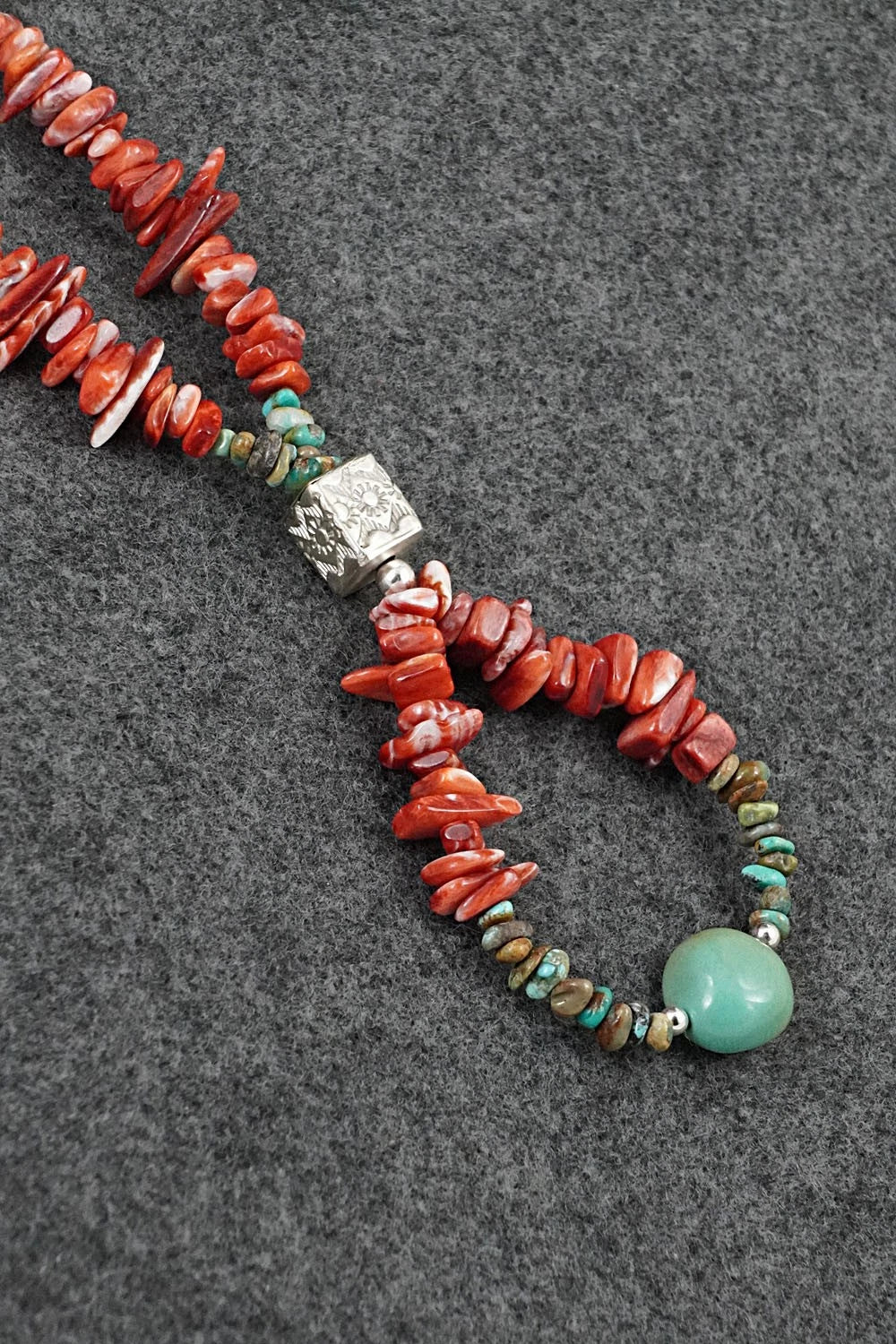 Spiny Oyster, Turquoise & Sterling Silver Necklace Set - Erika Brown