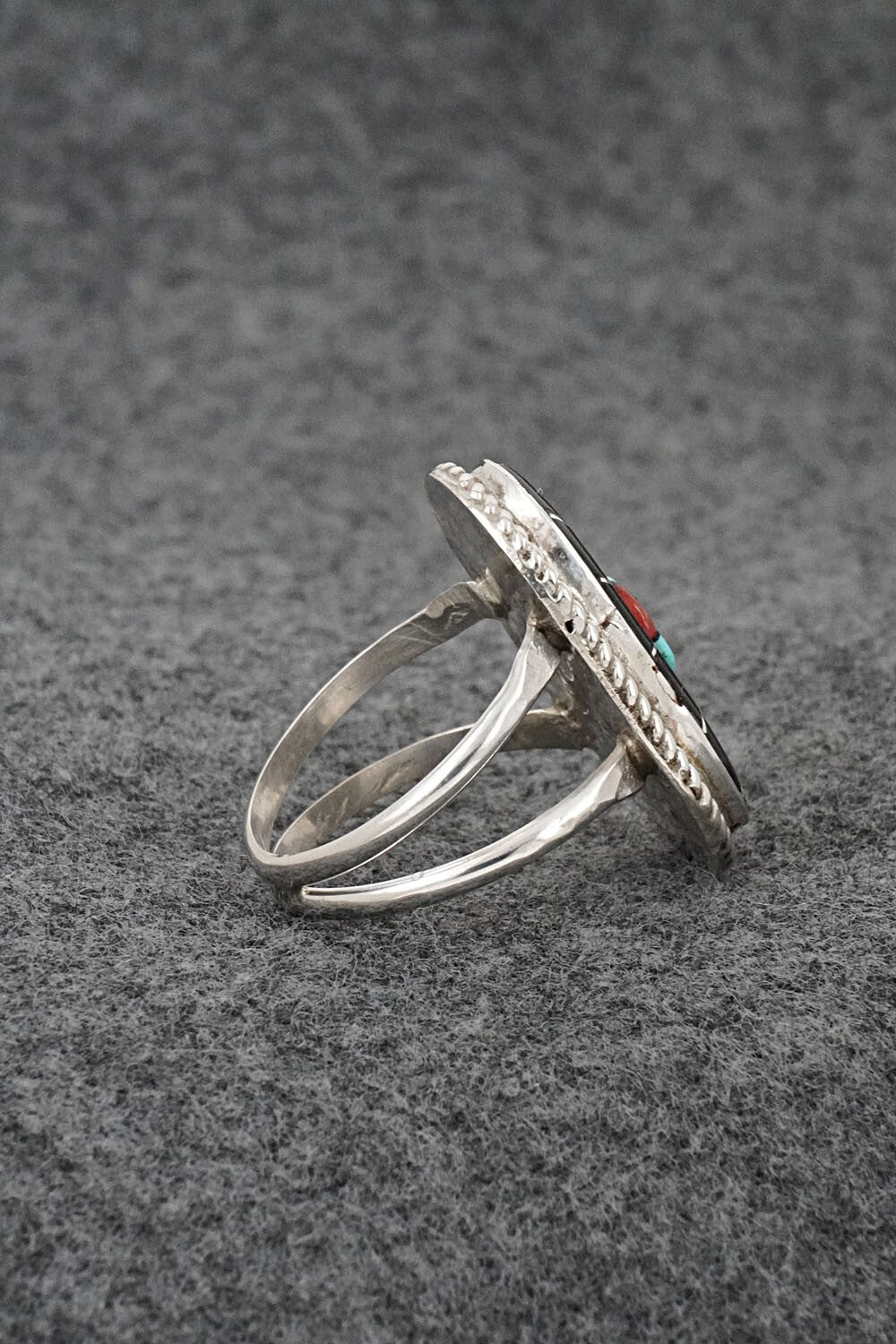 Multi-Stone & Sterling Silver Inlay Ring - Ola Eriacho - Size 10.5