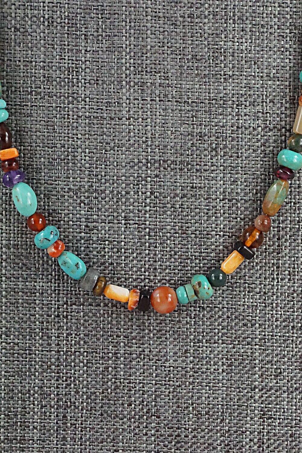 Multi-Stone and Sterling Silver Necklace - Helen Tsosie