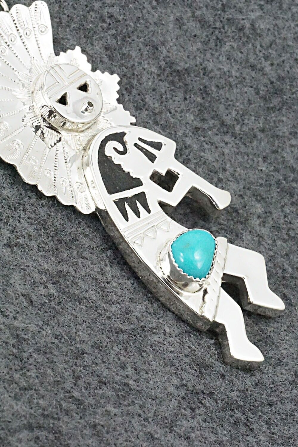 Turquoise & Sterling Silver Pendant - Alanzo Mariano