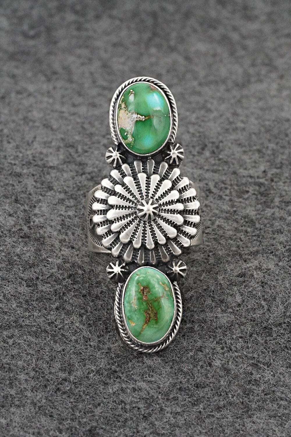 Turquoise & Sterling Silver Ring - Samuel Yellowhair - Size 9.5