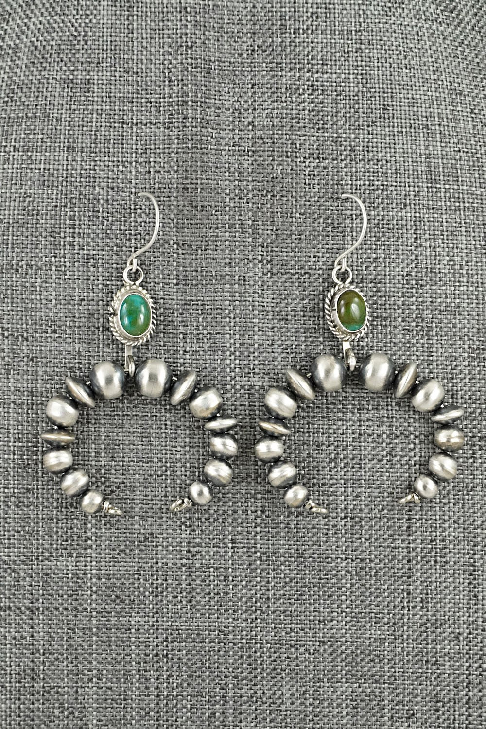 Turquoise & Sterling Silver Navajo Pearl Earrings - Rena Begay