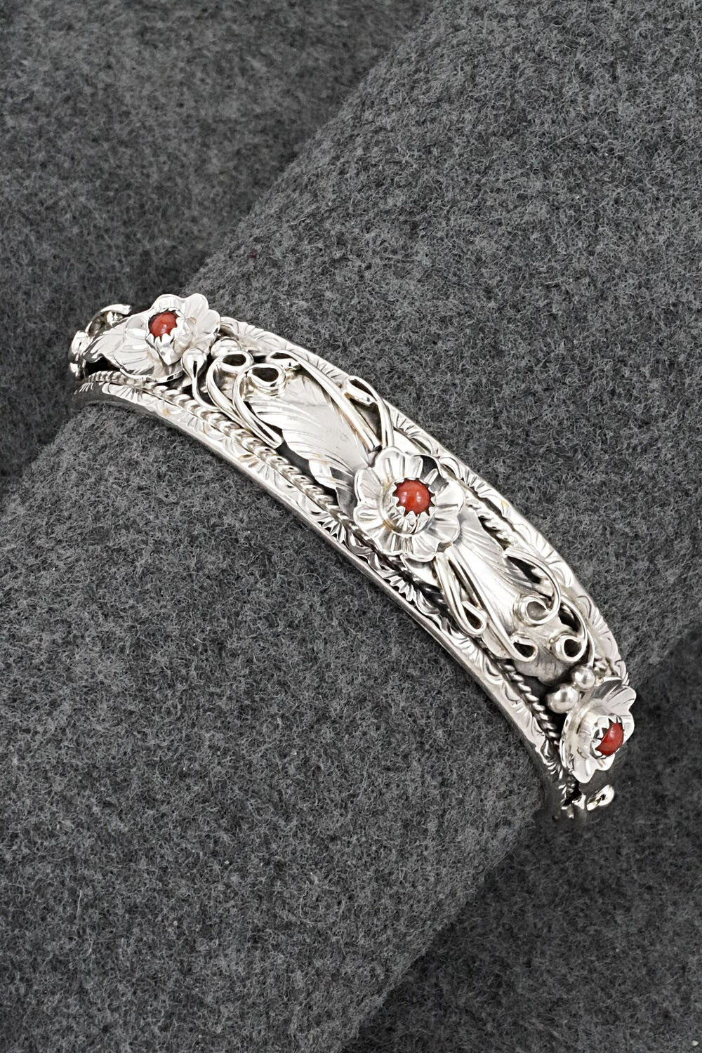 Coral & Sterling Silver Bracelet - Bessie Joe
