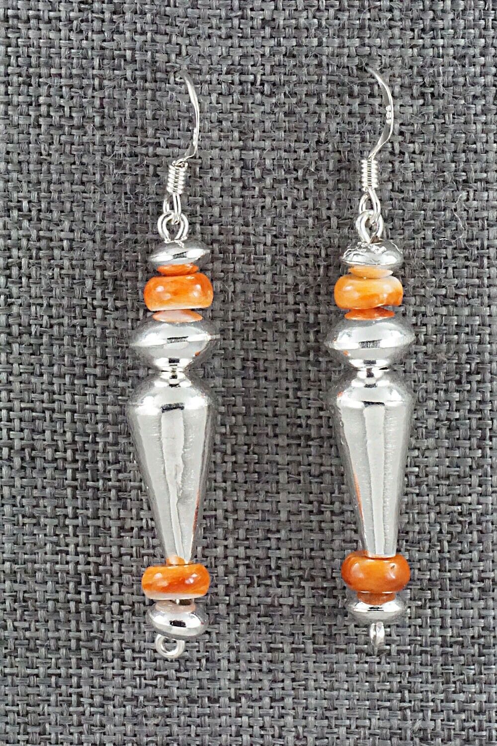 Spiny Oyster & Sterling Silver Navajo Pearl Earrings - Presley Haley