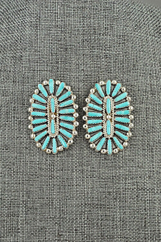 Turquoise & Sterling Silver Earrings - Lavell Byjoe