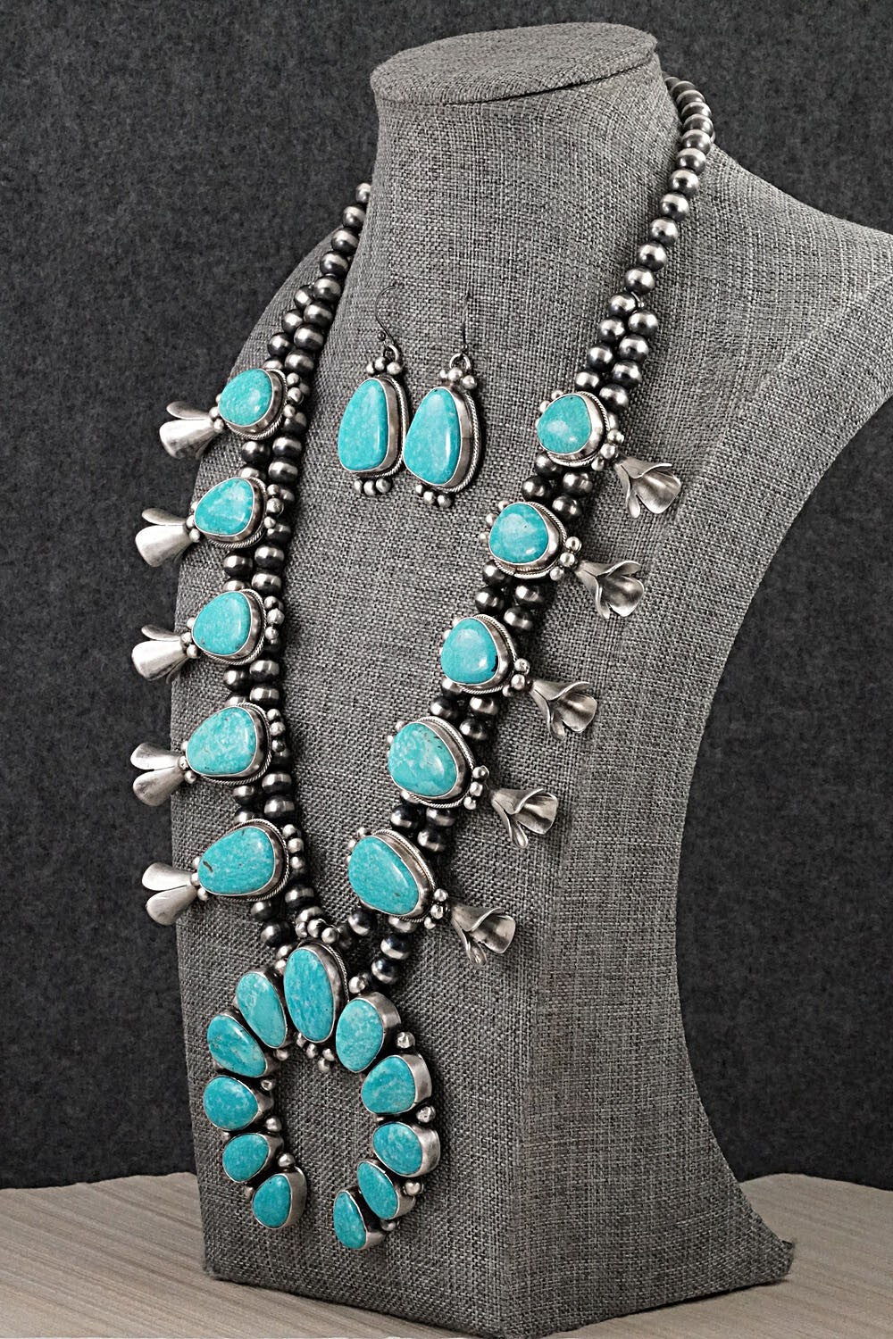 Turquoise & Sterling Silver Squash Blossom Set - Bobby Johnson