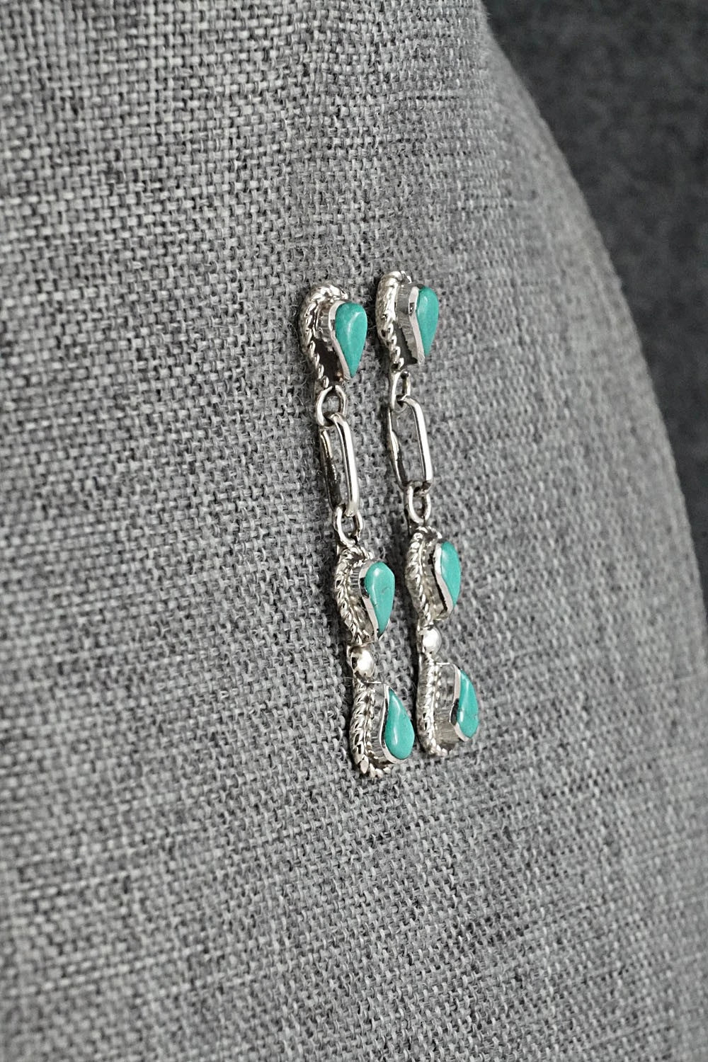 Turquoise & Sterling Silver Earrings - Carol Lateyice