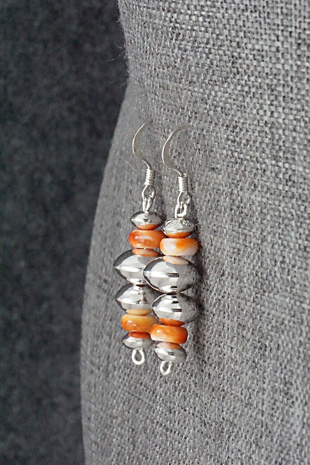 Spiny Oyster & Sterling Silver Navajo Pearl Earrings - Presley Haley